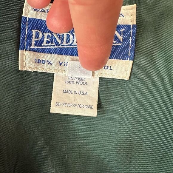 Pendleton Vintage Women’s Virgin Wool Jewel Evergreen Oversized Mock Neck Bomber - Picture 5 of 13